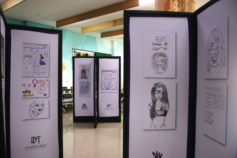 Defensoria inaugura exposição de desenhos escolares sobre violência contra a mulher