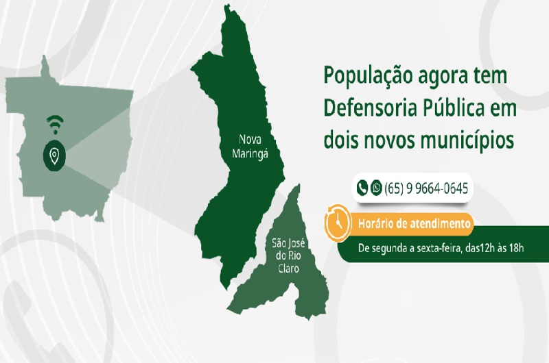 População de São José do Rio Claro e de Nova Maringá já contam com atendimento da Defensoria Pública